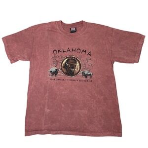 Sportex Oklahoma National Cowboy Museum Buffalo Graphic T-Shirt Rose Large USA